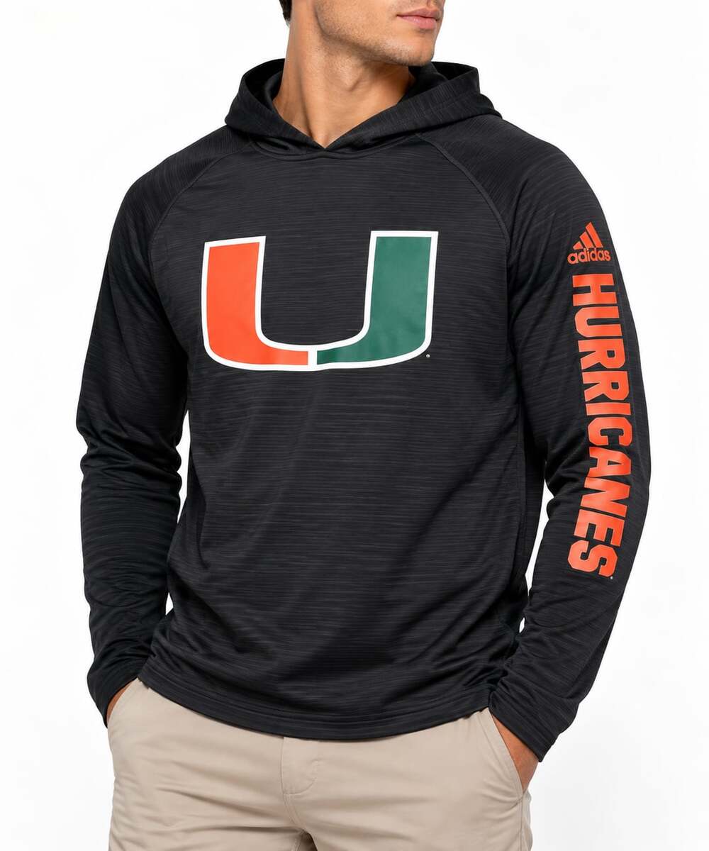 Adidas Miami Hurricanes Hoodie Size M Black Long Sleeve